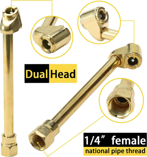 2 Pcs Portable Air Chuck Set,1/4" FNPT Dual Head Air Chuck and 1/4 Inch Closed Ball Air Chuck,Suitable for Tires Air Filling Applications,Air Comp...