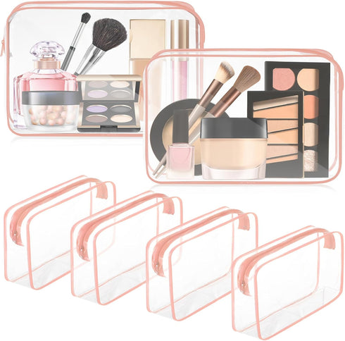 6 Pcs Clear Makeup Bag Clear Toiletry Bags PVC Waterproof Portable Makeup Travel Bag Transparent Cosmetic Bag with Zipper for Women Men Airport Tr...