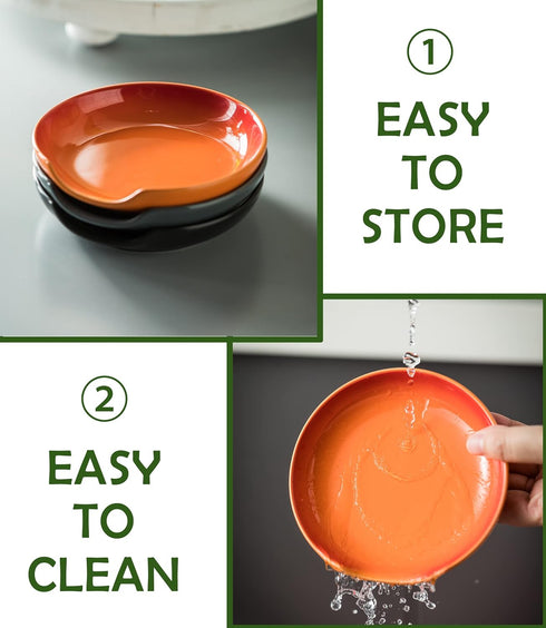 LYEOBOH Ceramic Spoon Rest for Stove Top, 5 Inch Kitchen Spoon Rest Cooking Spoon Holder Farmhouse Spatula Holder, Drip Tray for Multiple Utensils...