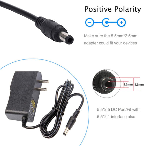 AC DC 9V 1A Power Supply Adapter 1000mA 5.5mm x 2.5m 9V1A Wall Charger 1000mA Power Adapter 9 Volt for ADSL Router Arduino...