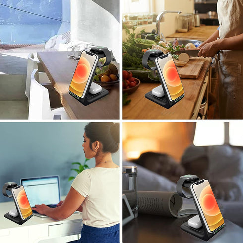 Wireless Charging Station,3 in 1 Wireless Charger Stand for iWatch 6/Se/5/4/3/2,Airpods,Qi Fast Charging for iPhone 13 12 11 Pro Max Xr X Xs 8......