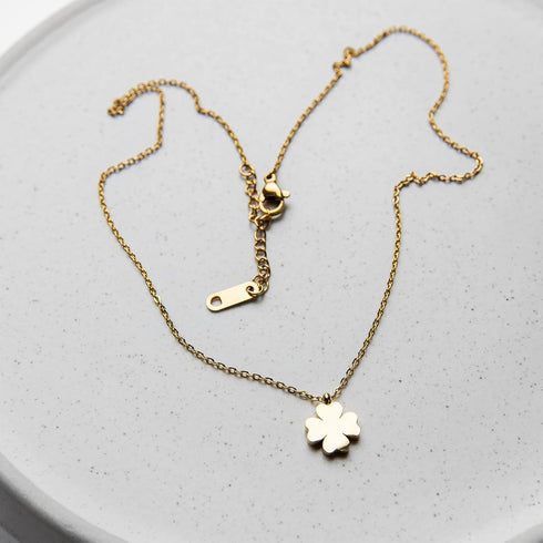 Four Leaf Clover Necklace - 18K Gold Plated Cute Shamrock Necklaces, Unique Dainty Heart Jewelry, Lucky Charm Pendant For Girls, St Patricks Day G...