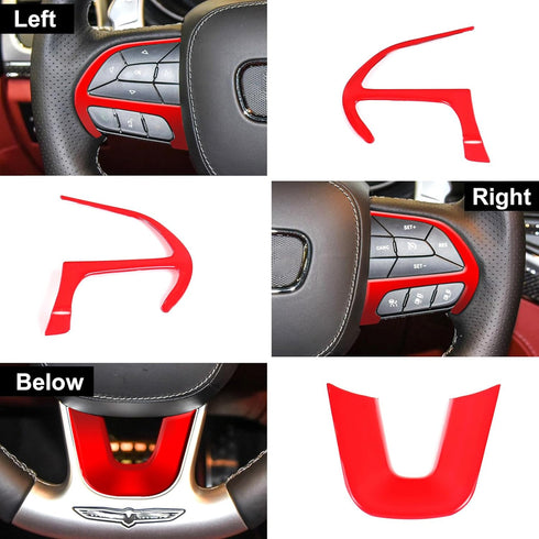 3PCS Steering Wheel Cover Trim Interior Accessories Decoration Kit for 2014-2020 Jeep Grand Cherokee Red ABS Plastic Sports Style (Red)...