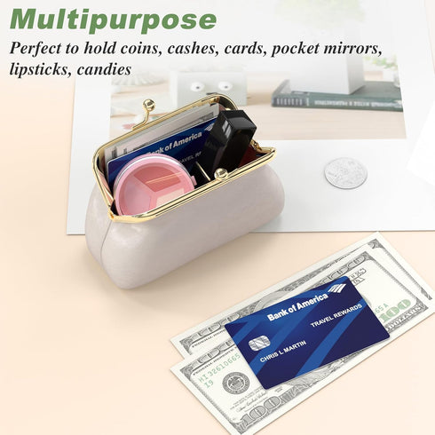 Coin Purse, Small PU Leather Change Purse, Coin Purse Wallet with Clasp, Car Coin Holder Pouch for Woman Men Kids Girls (Apricot)...
