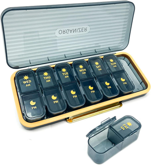 7-Day Pill case 2 Times a Day, Pill Organizer 2 Times a Day,Am Pm Daily Pill Case Travel Pill Organizer,Large Capacity Pill Organizer for Medicine...