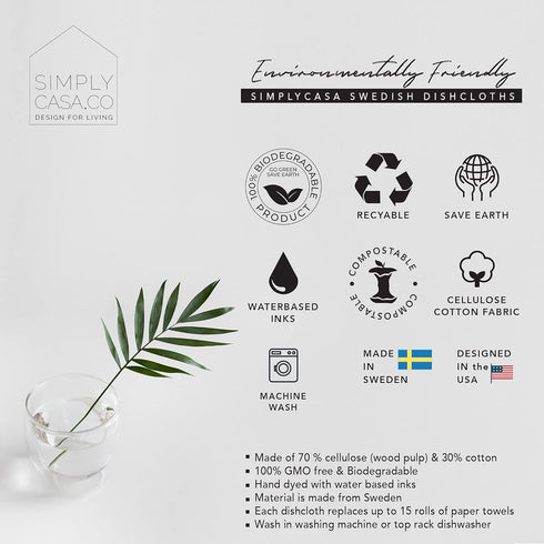 Long Gray 7 Pack Reusable Swedish Dishcloth, for Kitchen and Household Use, Super Absorbency, Made in Sweden, Cellulose Sponge Dish Cloths for Was...
