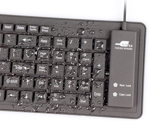 sungwoo Foldable Silicone Keyboard USB Wired Waterproof Rollup Keyboard for PC Notebook Laptop (All Black)...