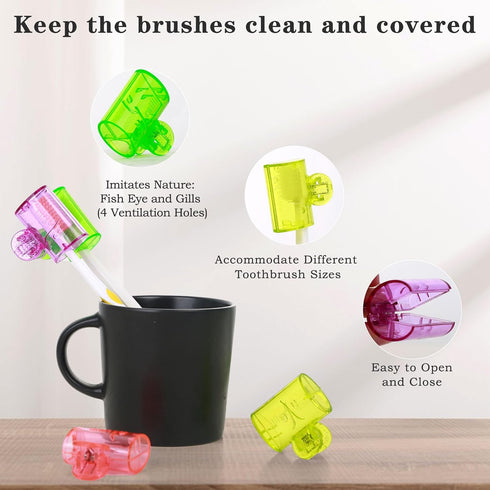4 Pack Colorful Toothbrush Head Covers - Portable & Durable Brush Pod Cases with Protective Caps, Ideal for Travel, Camping, Bathroom, School, Eas...