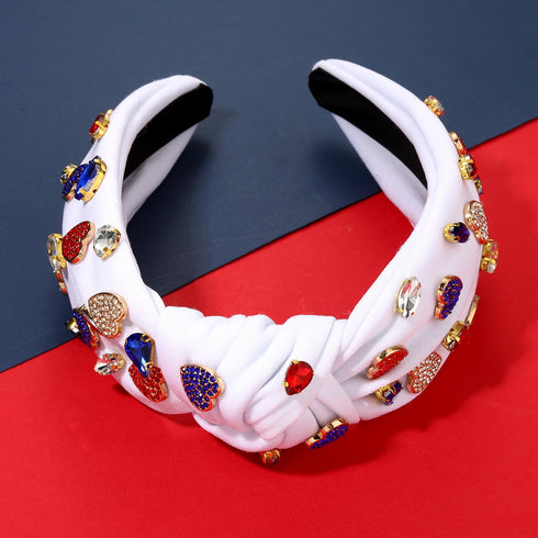 MOLOCH American Flag Headband 4th of July Headband Red White Blue USA Stars Knotted Headband for Women Rhinestone Crystal Patriotic Hairband Party...