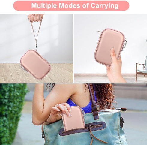 Canboc Carrying Case Compatible with KODAK Printomatic Digital Instant Print Camera, Zipper Mesh Pocket fit Photo Paper and Cable, Rose Gold (Case...