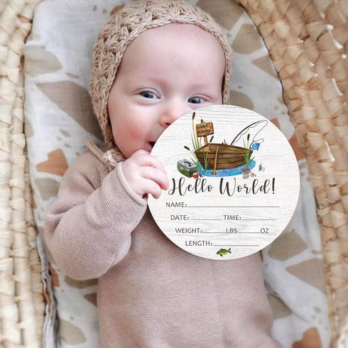 Fishing Baby Milestone Blanket with Birth Stat Sign, Gone Fishing Baby Growth Chart Monthly Blanket, Watch Me Grow Fishing Boat Baby Nursery for N...