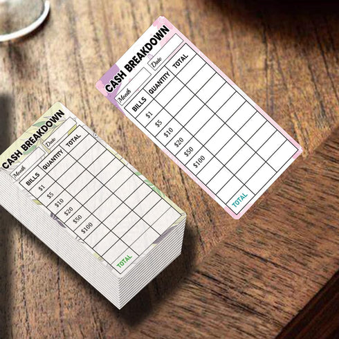 100Pcs Cash Breakdown Teller Stickers 2X4inch Cash Tracker Memo Labels Bank Cash Bill System Accessory Stickers for Cash Budget Planner Envelopes ...