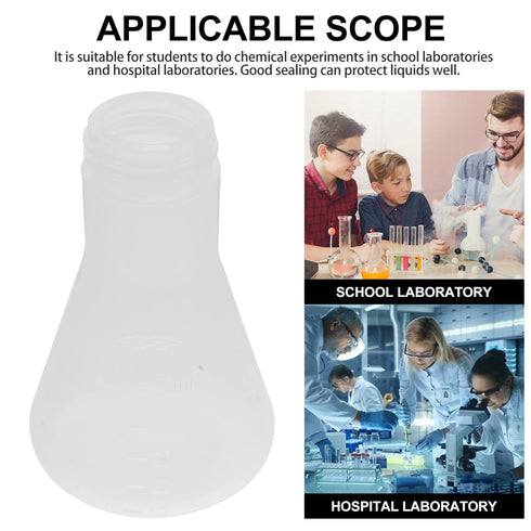 Hemobllo Conical Flask- 50ML Plastic Erlenmeyer Flask Set with Screw Caps and Clear Scale, Scientific Conical Flask Laboratory Flask Lab Supplies ...