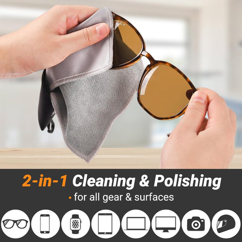 Eye Glass Clean Cloths,2 Side Glasses Cleaner & Polishing Kit, Microfiber Cleaning Cloth for Glasses,Lenses, Screens, Cameras, iPad, iPhone,LCD TV...