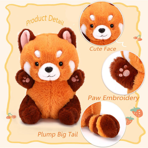 Cute Red Panda Plush Toy Red Panda Stuffed Animal Panda Plushie Gift for Girlfriend Kids Birthday 9" Red Panda Stuffed...