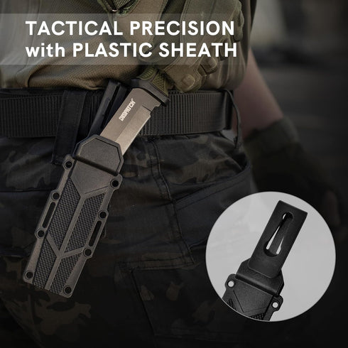 Dispatch Tactical Fixed Blade Knife with Sheath and Clip, 9 Inch Survival Hunting Knives with Non-Slip Handle for Outdoor Camping, Hiking, Bushcra...