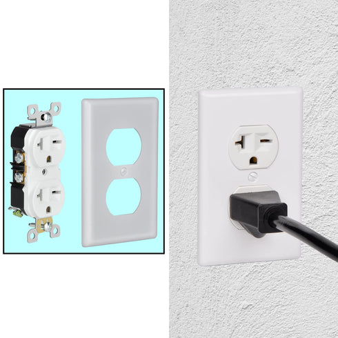 Duplex Electrical Receptacle Outlets, 20Amp 250V Wall Outlet Straight Blade Receptacle, 2 Pole 3 Wire, 20A 250V Outlet, 6-20R/6-15R, White, 1-Pack...