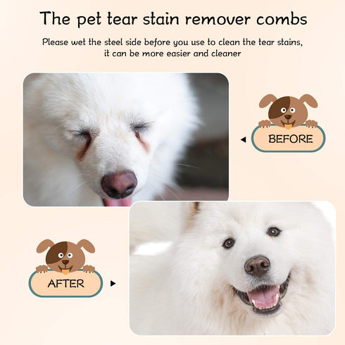 Mudder 6 Pieces Dog Eye Comb Tear Stain Remover Comb Double Head Tear Stain Comb Double sided Pet Grooming Comb Multipurpose Tool for Small Cat Pu...