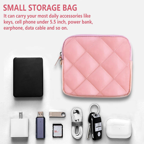 Puffy Quilted Travel Cable Electronic Organizer for Accessories Laptop MacBook Power Adapter, Wireless Mouse, for iPhone Charger, Cellphone, Power...