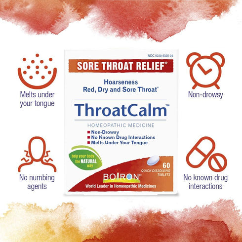 Boiron ThroatCalm Tablets for Pain Relief from Red, Dry, Scratchy, Sore Throats and Hoarseness - 120 Count (Pack of 2)...