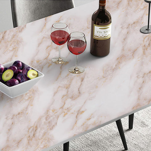 Abyssaly Marble Contact Paper for Countertops, Matte White Gold Marble Peel and Stick Wallpaper, Self Adhesive Kitchen Counter Top Peel and Stick ...