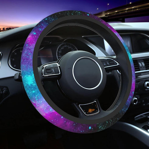 Galaxy Car Steering Wheel Cover 15 Inch for Women Men Purple Anti-Slip Sweat Absorption Universal...