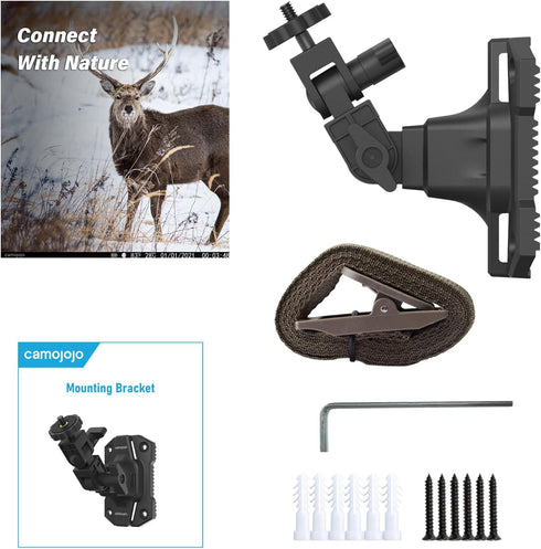Trail Cameras Mounting Bracket with 1/4" -20 Threaded Insert 360°Rotating Adjustable Holder for Outdoor Hunting Gear Accessory, Game Camera Holder...