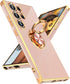 LeYi for Samsung Galaxy S24 Ultra Phone Case: with 360° Rotatable Ring Holder Magnetic Kickstand, Plating Rose Gold Edge Protective Samsung Galaxy...