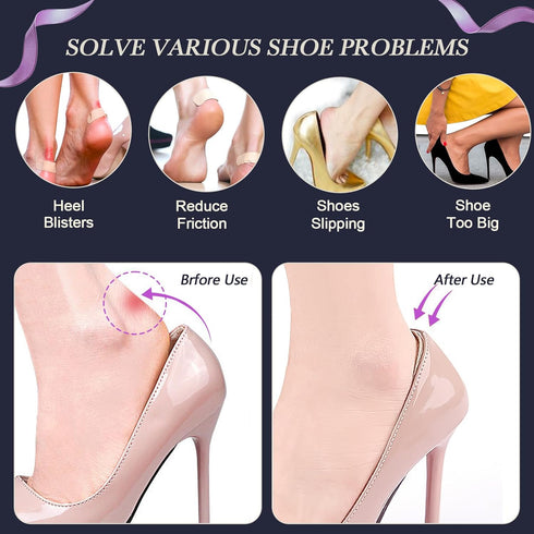 Heel Pads - Heel Inserts for Women, Heel Grips Gel Heel Protectors Improved Shoe Fit and Comfort for Loose Shoes, Heel Pain Relief (4 Pairs)...