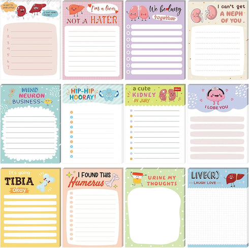 12 Pads Nurse Notepads 3 x 4 Inch Pun Funny Nursing Appreciation Notepads Medical Themed Notepad Self Adhesive Memo Pad for Nurse Gifts School Stu...