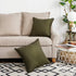 Jeanerlor 18"x18" Solid Cotton Linen Decoration Green Throw Pillow Case with Zipper Cushion Case Pillow Cover Decorative Pillowcase for Chair/Bed/...