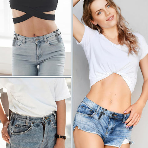 Andibro Pant Waist Tightener, 4 Set Jean Buttons for Loose Jeans, Adjustable Waist Buckle Set Adjustable Waistband Tightener Button for Jeans to M...