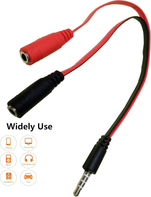 3.5mm Headphone Microphone Splitter Audio Y Splitter Adapter 1/8 TRRS 1 Male to 2 Female Audio Adapter Cable for MP3 Laptop PC Gaming Headset 6.3 ...
