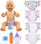 4Pcs Doll Diapers Doll Underwear for 14-18 Inch Baby Dolls Reusable Diapers Set with 3 Pcs Doll Feeding (Milk & Juice Bottles Toy Pacifier)...