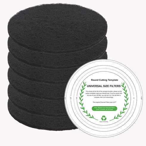 Charcoal Filters for Kitchen Compost Bin, 6 Pack Filters for Compost Pails Countertop Bin Replacement, Activated Charcoal Home Bucket Refill Sets,...