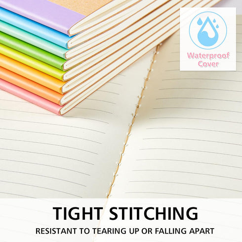feela 16 Pack Composition Notebook Bulk, Kraft Cover Lined Blank College Ruled Travel Journals with Pastel Color Spine For Women Students Office, ...