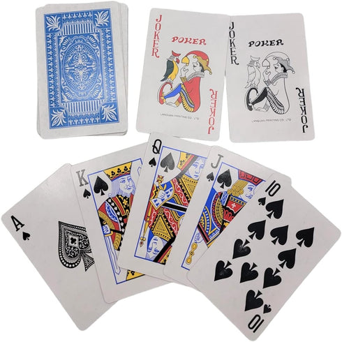 Economy Playing Cards - 2 Decks (Red and Blue Decks) 2.3/8 inches by 3.3/8 inches (55mm X 86mm) Plastic Coated. Great for Poker, Blackjack, Bridge...