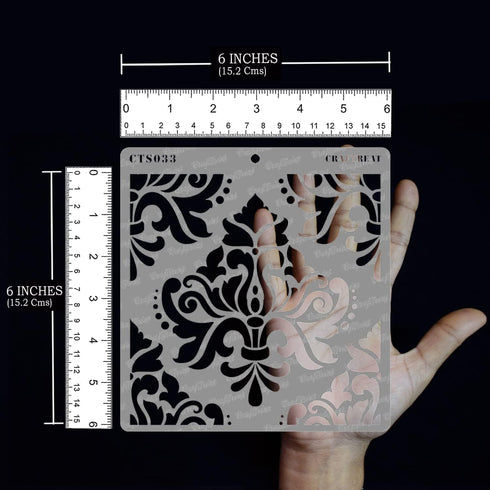CrafTreat Damask Mandala Stencils for Painting on Wood, Canvas, Paper, Fabric, Floor, Wall and Tile - Bold Damask - 6x6 Inches - Reusable DIY Art ...