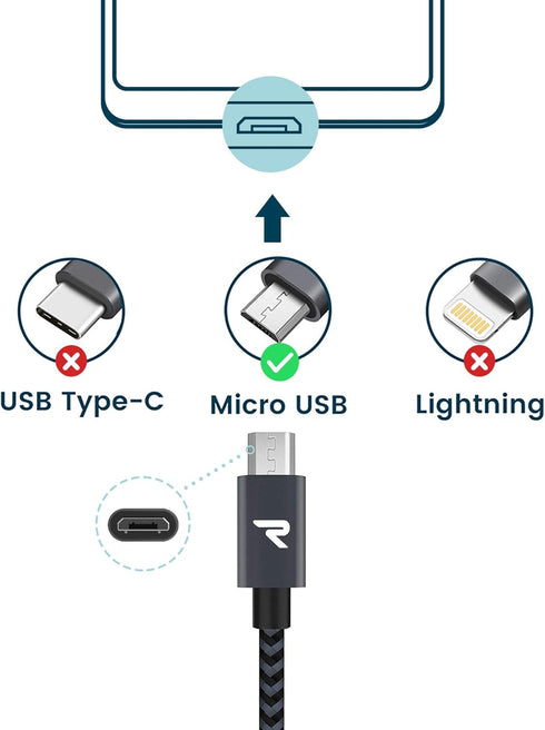 RAMPOW Micro USB Cable 10ft, Extra Long Charging Cord, QC 3.0 Fast Charge & Sync USB Cable, Braided Android Charger Cable for Samsung Galaxy S7 Ed...