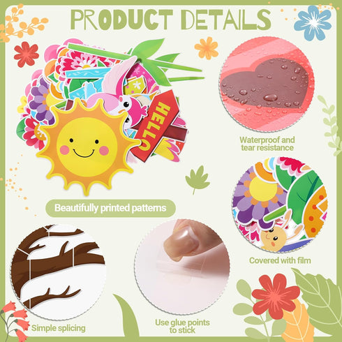 161 Pcs Spring Bulletin Board Decorations Spring Classroom Tree Bulletin Board Spring Tree Bulletin Cutouts Spring Flowers Butterfly Leaf Bird Cut...