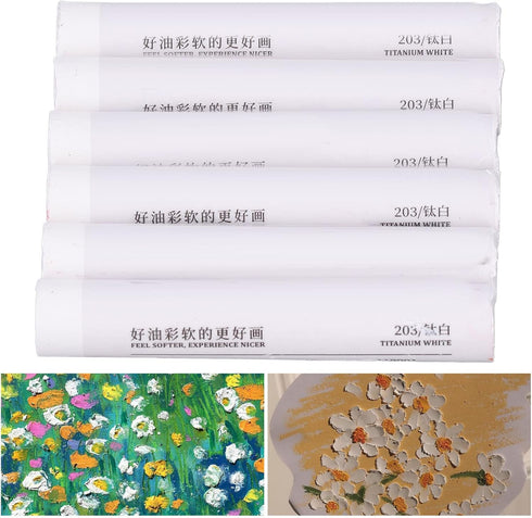 White Oil Pastels, 6Pcs Soft Oil Sticks Set Vibrant Creamy Crayons Drawing Pen Painting Stationery Single Color Art School Supplies Professional A...