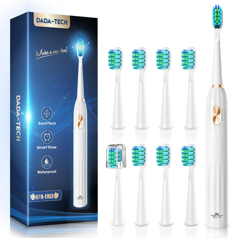 DADA-TECH Electric Toothbrush for Adults and Kids, Sonic Toothbrush Rechargeable with 9 Brush Heads, 5 Modes and 2 Minutes Smart Timer, 4Hours Cha...