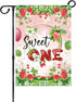 Strawberries Sweet One Garden Flag - Fruit Sweet Summer Yard Flag - First Birthday House Flag Yard Banners - Welcome Summer Strawberry Holiday Por...