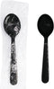 Party Essentials Individually Wrapped Black Plastic Utensil Sets/Heavy Duty Flatware Packs, Soup Spoon, 100 Sets...