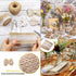 30PCS Burlap Hessian Flowers Set, Include 24 Burlap Flowers and Bowknots, 5 Lace Burlap Ribbon Rolls,1 Twine Ribbon and Glue Point for Wedding Par...