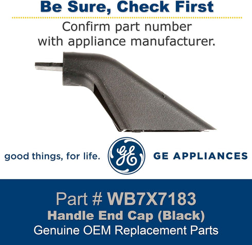 GE WB7X7183 Genuine OEM Handle End Cap (Black) for GE Stove/Oven