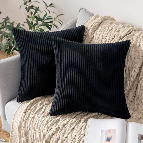 MIULEE Pack of 2 Corduroy Soft Soild Decorative Square Throw Pillow Covers Cushion Cases Pillow Cases for Couch Sofa Bedroom Car 18 x 18 Inch 45 x...