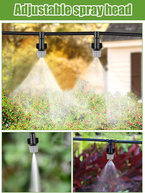 Kalolary 50 Pairs Misting Drippers Head, Atomizing Sprinkler with Tee Joints Adjustable Equipment Tool Micro Sprinkler Shrub for Flower Bed Patio,...