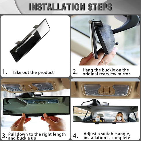 Rear View Mirror for Car, Mirrors Universal 12 Inch Interior Clip On Panoramic Rearview Mirror,HD Anti Glare Wide Angle and Reduce Blind Spot,Univ...