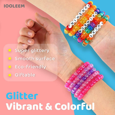 Iooleem Pony Beads(1000pcs Magenta Glitter Pony Beads), Beads for Jewelry Making, Pony Beads for crafts, Beading Supplies, Arts & Crafts Materials...